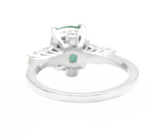 Load image into Gallery viewer, 2.40ct Natural Emerald &amp; Diamond 14k Solid White Gold Ring