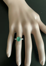 Load image into Gallery viewer, 2.40ct Natural Emerald &amp; Diamond 14k Solid White Gold Ring