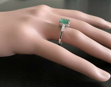 Load image into Gallery viewer, 2.40ct Natural Emerald &amp; Diamond 14k Solid White Gold Ring