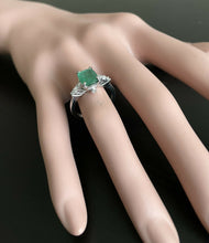 Load image into Gallery viewer, 2.40ct Natural Emerald &amp; Diamond 14k Solid White Gold Ring