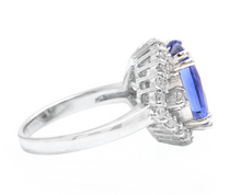 Load image into Gallery viewer, 6.00 Carats Natural Tanzanite and Diamond 18k Solid White Gold Ring