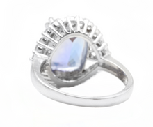 Load image into Gallery viewer, 6.00 Carats Natural Tanzanite and Diamond 18k Solid White Gold Ring