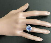 Load image into Gallery viewer, 6.00 Carats Natural Tanzanite and Diamond 18k Solid White Gold Ring