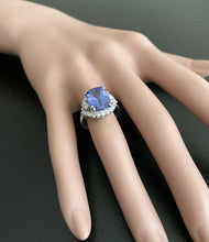 Load image into Gallery viewer, 6.00 Carats Natural Tanzanite and Diamond 18k Solid White Gold Ring