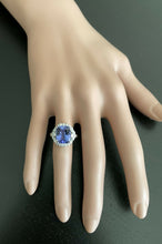 Load image into Gallery viewer, 6.00 Carats Natural Tanzanite and Diamond 18k Solid White Gold Ring