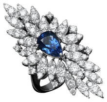 Load image into Gallery viewer, 5.80 Carats Natural Blue Sapphire and Diamond 14K Solid White Gold Ring