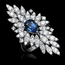 Load image into Gallery viewer, 5.80 Carats Natural Blue Sapphire and Diamond 14K Solid White Gold Ring