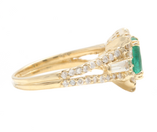 Load image into Gallery viewer, 2.60ct Natural Emerald &amp; Diamond 18k Solid Yellow Gold Ring