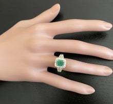 Load image into Gallery viewer, 2.60ct Natural Emerald &amp; Diamond 18k Solid Yellow Gold Ring