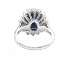 Load image into Gallery viewer, 8.15ct Natural Blue Sapphire &amp; Diamond 14k Solid White Gold Ring