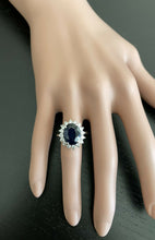 Load image into Gallery viewer, 8.15ct Natural Blue Sapphire &amp; Diamond 14k Solid White Gold Ring