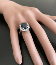 Load image into Gallery viewer, 8.15ct Natural Blue Sapphire &amp; Diamond 14k Solid White Gold Ring