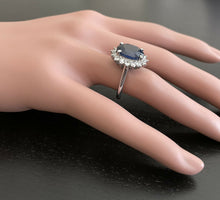 Load image into Gallery viewer, 8.15ct Natural Blue Sapphire &amp; Diamond 14k Solid White Gold Ring