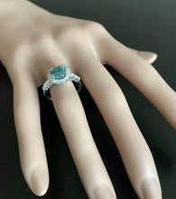 Load image into Gallery viewer, 4.75 Carats Natural Blue Zircon and Diamond 14k Solid White Gold Ring