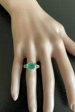 Load image into Gallery viewer, 2.00 Carat Natural Emerald &amp; Diamond 14k Solid White Gold Ring