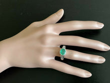 Load image into Gallery viewer, 2.00 Carat Natural Emerald &amp; Diamond 14k Solid White Gold Ring