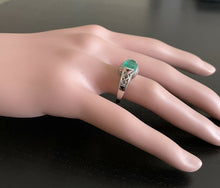 Load image into Gallery viewer, 2.00 Carat Natural Emerald &amp; Diamond 14k Solid White Gold Ring