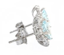 Load image into Gallery viewer, 3.50ct Natural Aquamarine and Diamond 14k Solid White Gold Earrings
