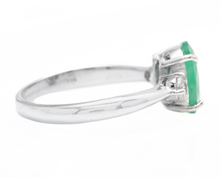 Load image into Gallery viewer, 2.06ct Natural Emerald &amp; Diamond 14k Solid White Gold Ring