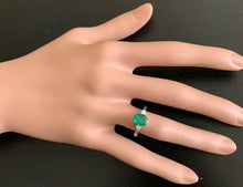 Load image into Gallery viewer, 2.06ct Natural Emerald &amp; Diamond 14k Solid White Gold Ring