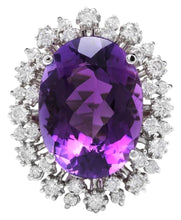 Load image into Gallery viewer, 15.30 Carats Natural Amethyst and Diamond 14K Solid White Gold Ring