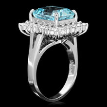Load image into Gallery viewer, 4.90 Carats Natural Aquamarine and Diamond 14K Solid White Gold Ring