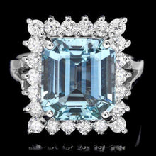 Load image into Gallery viewer, 4.90 Carats Natural Aquamarine and Diamond 14K Solid White Gold Ring
