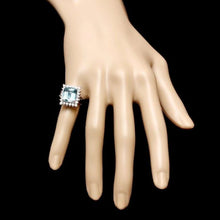Load image into Gallery viewer, 4.90 Carats Natural Aquamarine and Diamond 14K Solid White Gold Ring