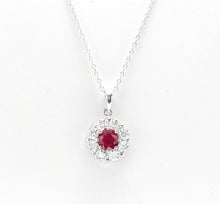 Load image into Gallery viewer, 1.55ct Natural Ruby and Diamond 14k Solid White Gold Pendant Necklace