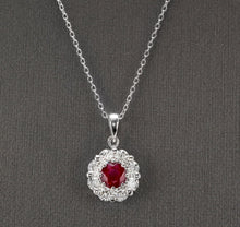 Load image into Gallery viewer, 1.55ct Natural Ruby and Diamond 14k Solid White Gold Pendant Necklace
