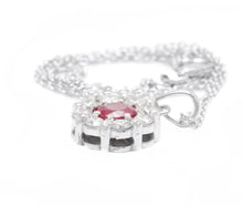 Load image into Gallery viewer, 1.55ct Natural Ruby and Diamond 14k Solid White Gold Pendant Necklace