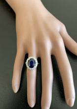 Load image into Gallery viewer, 6.40ct Natural Sapphire &amp; Diamond 14k Solid White Gold Ring