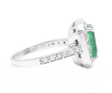 Load image into Gallery viewer, 3.60 Carats Natural Emerald and Diamond 14K Solid White Gold Ring
