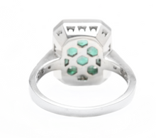 Load image into Gallery viewer, 3.60 Carats Natural Emerald and Diamond 14K Solid White Gold Ring