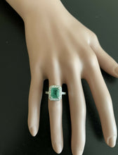 Load image into Gallery viewer, 3.60 Carats Natural Emerald and Diamond 14K Solid White Gold Ring