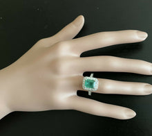 Load image into Gallery viewer, 3.60 Carats Natural Emerald and Diamond 14K Solid White Gold Ring