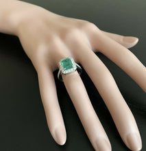 Load image into Gallery viewer, 3.60 Carats Natural Emerald and Diamond 14K Solid White Gold Ring