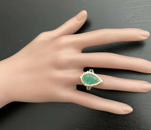 Load image into Gallery viewer, 5.30 Carats Natural Emerald &amp; Diamond 14k Solid Yellow Gold Ring