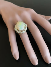 Load image into Gallery viewer, 13.70 Carats Natural Ethiopian Opal and Diamond 14K Solid Yellow Gold Ring