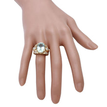 Load image into Gallery viewer, 7.71 Carats Exquisite Natural Aquamarine and Diamond 14K Solid Yellow Gold Ring