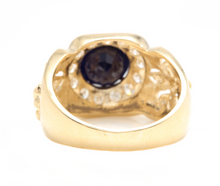 Load image into Gallery viewer, 5.10 Carats Natural Diamond &amp; Blue Sapphire 14K Solid Yellow Gold Men's Ring