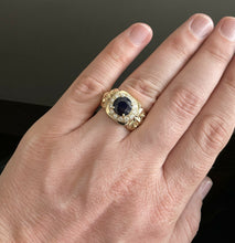Load image into Gallery viewer, 5.10 Carats Natural Diamond &amp; Blue Sapphire 14K Solid Yellow Gold Men's Ring