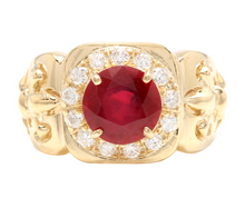 Load image into Gallery viewer, 4.60 Carats Natural Diamond &amp; Ruby 14K Solid Yellow Gold Men's Ring