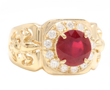 Load image into Gallery viewer, 4.60 Carats Natural Diamond &amp; Ruby 14K Solid Yellow Gold Men's Ring