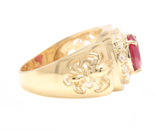 Load image into Gallery viewer, 4.60 Carats Natural Diamond &amp; Ruby 14K Solid Yellow Gold Men's Ring