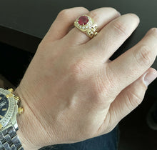 Load image into Gallery viewer, 4.60 Carats Natural Diamond &amp; Ruby 14K Solid Yellow Gold Men's Ring