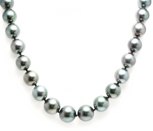 Load image into Gallery viewer, 12-14.80mm Tahitian Pearl Necklace 14k Solid White Gold Clasp