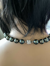Load image into Gallery viewer, 12-14.80mm Tahitian Pearl Necklace 14k Solid White Gold Clasp