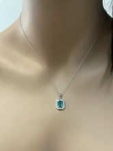 Load image into Gallery viewer, 1.95ct Natural Emerald and Diamond 14k Solid White Gold Necklace