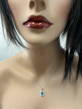 Load image into Gallery viewer, 1.95ct Natural Emerald and Diamond 14k Solid White Gold Necklace
